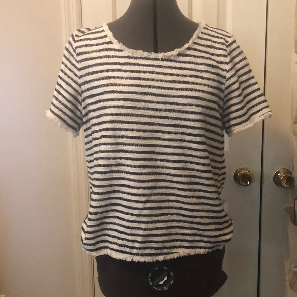 Green Envelope White and Blue Boxy Short Sleeve T-Shirt